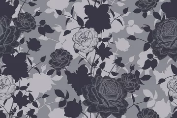 Nahtloses Muster der Weinlese. Silhouetten von Gartenblumen. © marinavorona