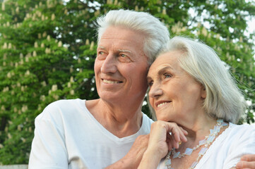 Fototapeta premium Close-up portrait of beautiful senior couple posing