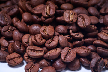 coffee beans close-up on a light background