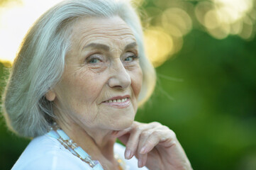 Close-up portrait of happy senior beautiful woman