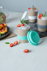 Cold drink in a reusable cup