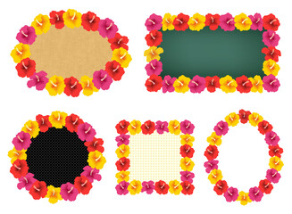 ハイビスカスの花のテクスチャフレームセット