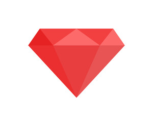Ruby flat icon. Beautiful precious gemstone isolated on a white background. Diamond. Jewelry. Simple vector illustration.