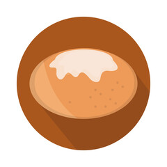 bread bun with cheese menu bakery food product block and flat icon