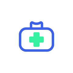 First aid kit icon vector, filled flat sign, medical bag bicolor pictogram, green and blue colors. Symbol, logo illustration