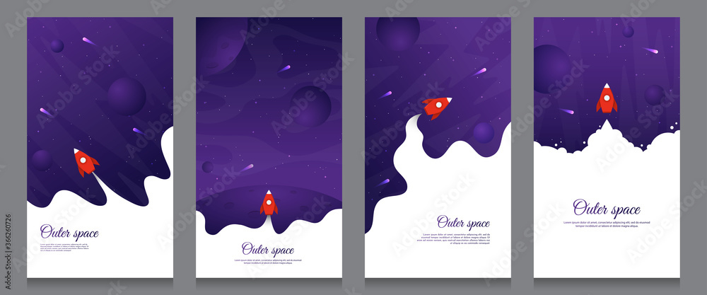 Wall mural vector flat illustration with copy space for text. cosmos exploration wallpaper. element for design 