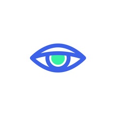 Human eye icon vector, vision filled flat sign, bicolor pictogram, green and blue colors. Symbol, logo illustration