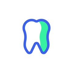 Dental, tooth icon vector, filled flat sign, bicolor pictogram, human tooth green and blue colors. Symbol, logo illustration