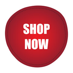 Shop now web site button isolated on white background. Trendy shop now button for web site, ui, label, banner, sticker, design template, icon and logo. Shop now button vector illustration