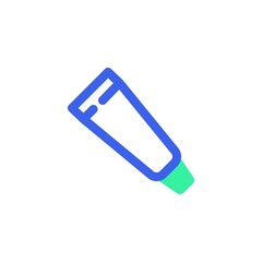 Medical ointment tube icon vector, filled flat sign, bicolor pictogram, green and blue colors. Symbol, logo illustration