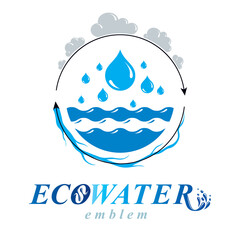 Pure water vector abstract logo for use as marketing design symbol. Living in harmony with nature concept.