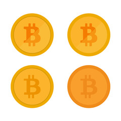 Gold Bitcoin coin icons vector