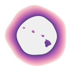 Hawaii icon. Colorful gradient logo of the US state. Purple red Hawaii rounded sign with map for your design. Vector illustration.