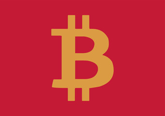 Bitcoin icon on a red background