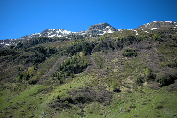 Panorama am Flüelapass in der Schweiz 27.5.2020