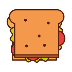 fast food sandwich lunch and menu, tasty meal and unhealthy line and fill icon