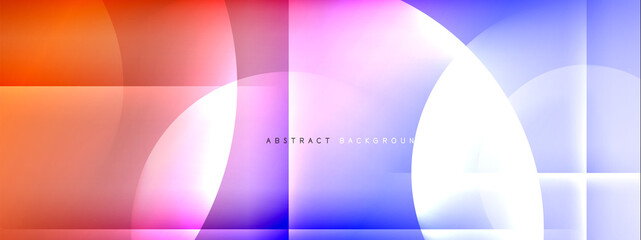 Vector abstract background - circle and cross on fluid gradient with shadows and light effects. Techno or business shiny design templates for text