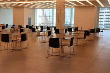 Fototapeta na wymiar business center canteen with tables and chairs