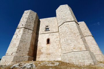 Fototapeta na wymiar View of Castel del Monte, a Unesco world heritage medieval castle built on a solitary hill in Castel del Monte, Andria, Puglia, south of Italy.