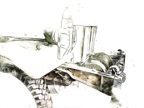 Armored vehicle technical military truck art illustration isolated sketch