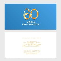 60 years anniversary invitation vector illustration. Design element with number