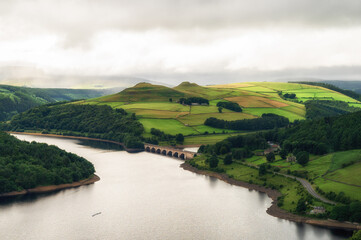 landscape with river in Peak District UK