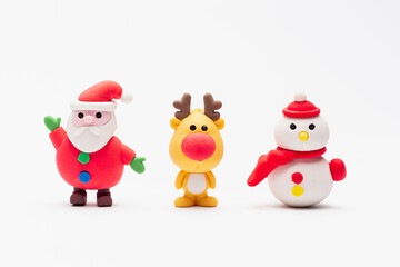 close up of christmas elements blister eraser with white background