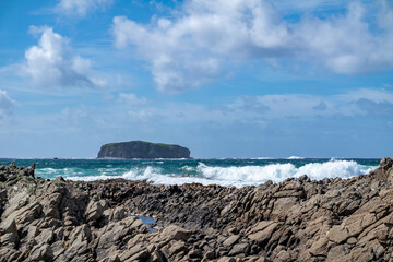 Glashedy Island is an uninhabitated island apprimately 1 mile of Pollen strand west of Trawbreaga Bay. Here seen from the castles - Donegal, Ireland
