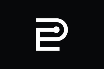 Minimal Innovative Initial EP logo and PE logo. Letter EP PE creative elegant Monogram. Premium Business logo icon. White color on black background