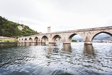 Historic bridge over the Drina River Višegrad Bosnia and Herzegovina