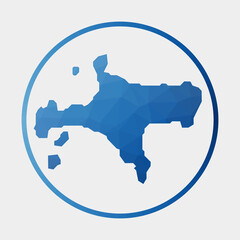 Ko Mak icon. Polygonal map of the island in gradient ring. Round low poly Ko Mak sign. Vector illustration.