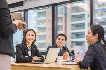 Success and Teamwork concept, Group of young business people meeting in office