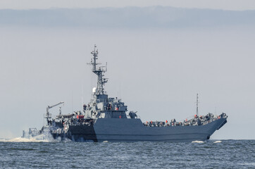 LANDING CRAFT - The warship is on patrol at sea
