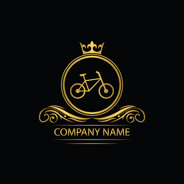 bicycle logo template luxury royal vector company  decorative emblem with crown  