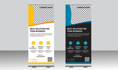 roll up brochure flyer banner design template vector, abstract background, modern x-banner, rectangle size.