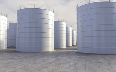 oil refinery, chemical production, waste processing plant, exterior visualization, 3D illustration