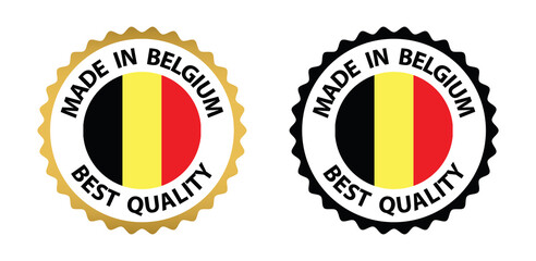 made in Belgian  vector stamp. badge with Belgian  flag