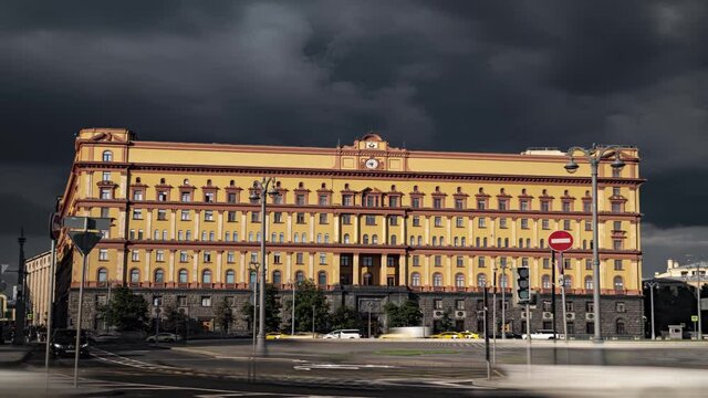 Moscow, Lubyanka square , the FSB building, time lapse