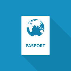  pasport icon black vector. travel icon with long shadow 