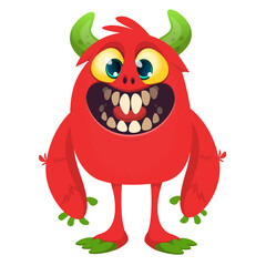 Happy cartoon monster character. Halloween vector illustration