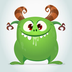 Happy cartoon monster character. Halloween vector illustration