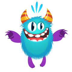 Happy cartoon monster character. Halloween vector illustration