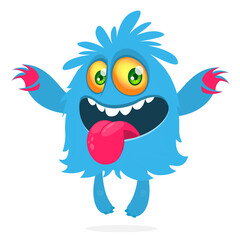 Naklejka premium Happy cartoon monster character. Halloween vector illustration