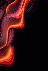 Liquid background. Dark abstraction with bright accents lines, neon light, smooth dynamic abstract neon waves. Reflection in water. 3d illustration.