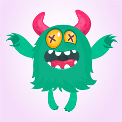 Happy cartoon monster character. Halloween vector illustration