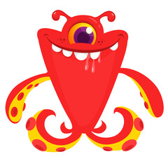 Happy cartoon monster character. Halloween vector illustration