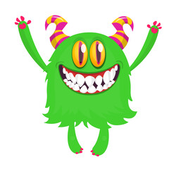 Happy cartoon monster character. Halloween vector illustration