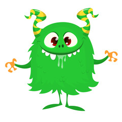 Happy cartoon monster character. Halloween vector illustration
