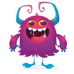 Happy cartoon monster character. Halloween vector illustration