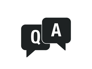 Q and A vector sign.  Black isolated q & a sign. 
